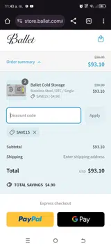 SAVE15 coupon verification screenshot