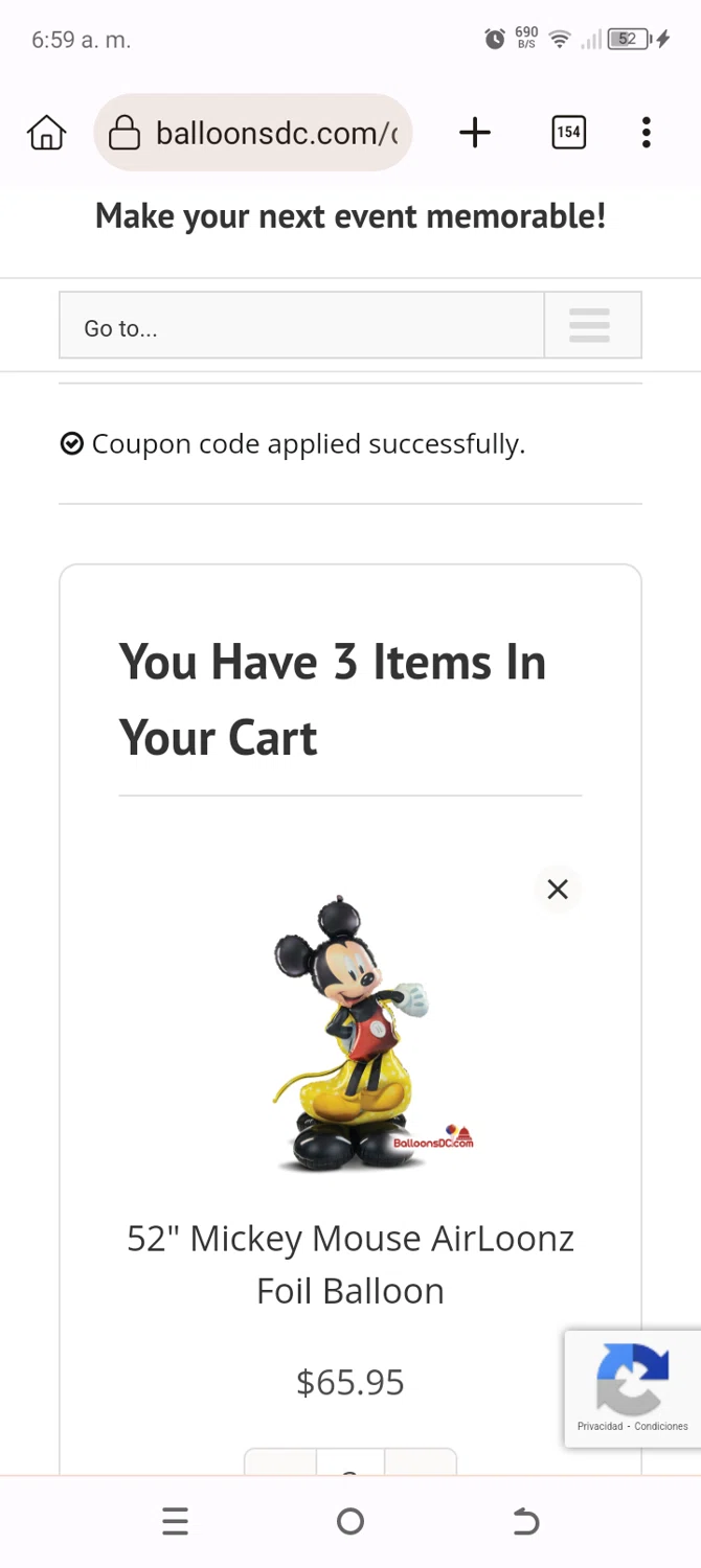 BalloonsDC promo code screenshot showing code acceptableslim applied at BalloonsDC checkout page. Uploaded by SimplyCodes community member BonusChaser4306 on Oct 24, 2025