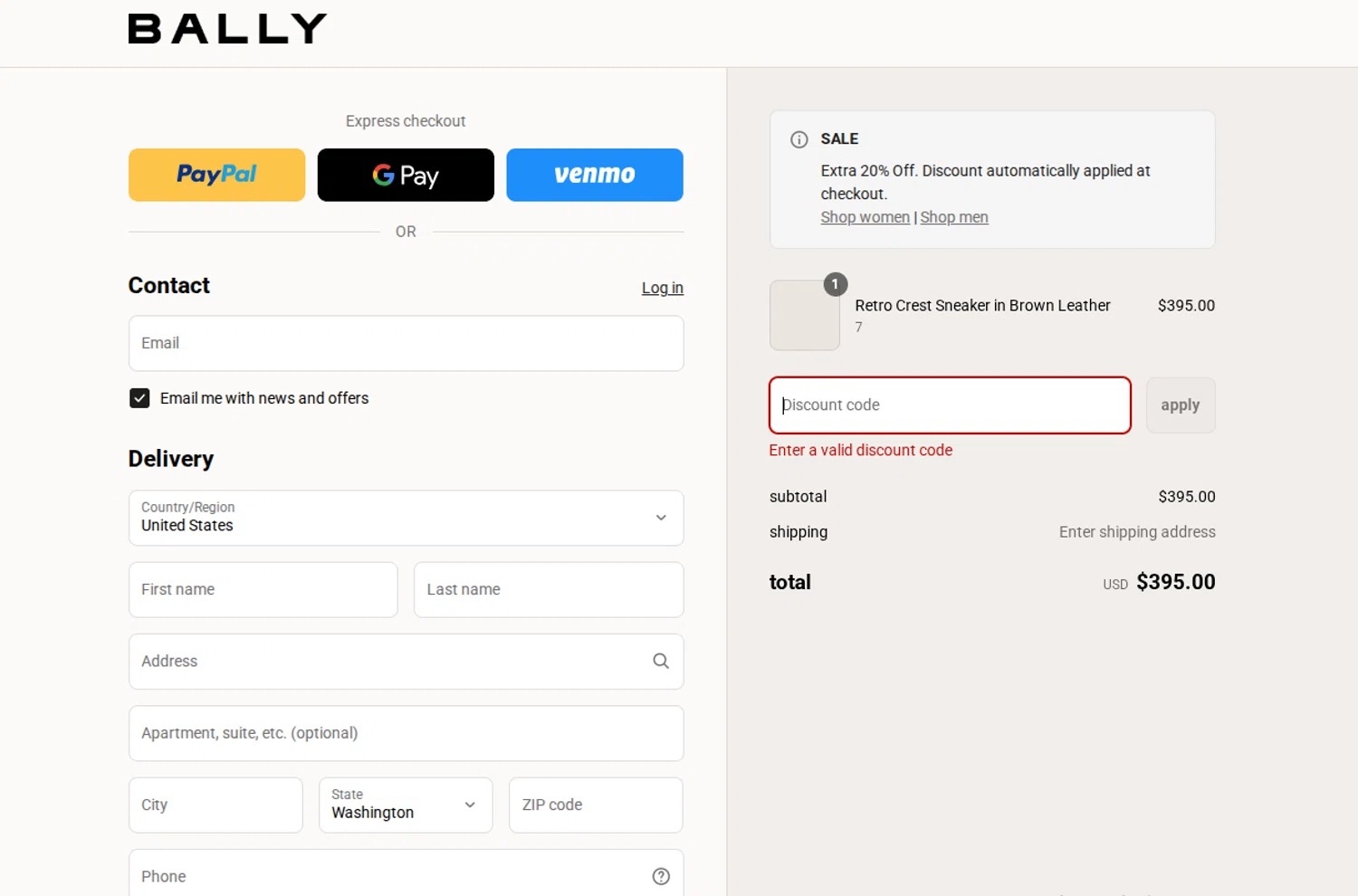Bally promo code screenshot showing code BALLYAW2012 applied at Bally checkout page. Uploaded by SimplyCodes community member SavvyLegend1586 on Aug 4, 2025
