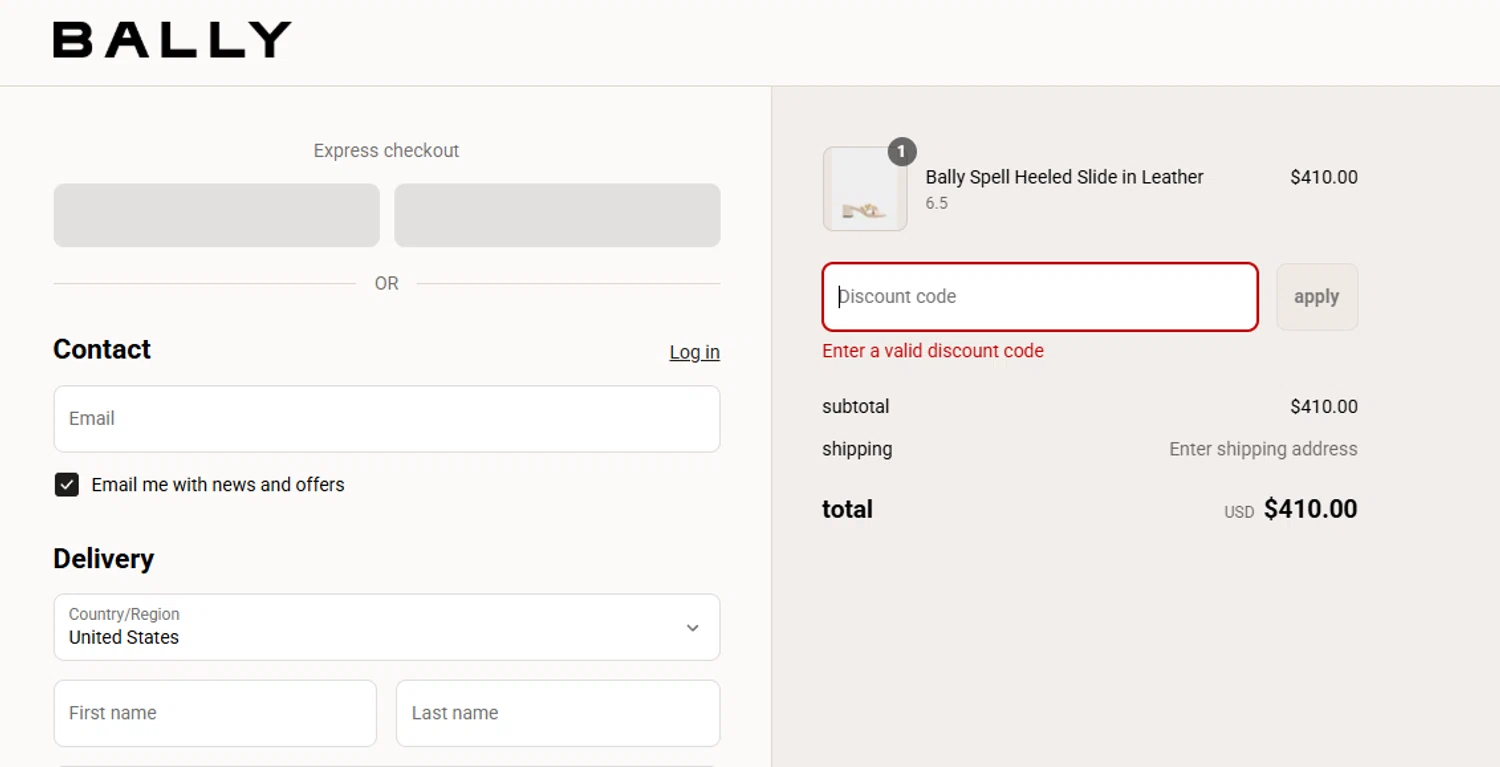 Bally promo code screenshot showing code 90001171 applied at Bally checkout page. Uploaded by SimplyCodes community member lmarin10 on Aug 26, 2025