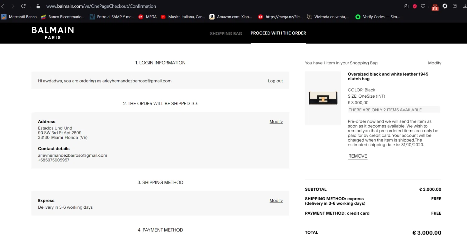 Balmain checkout page showing Balmain promo code box | Screenshot taken by SimplyCodes community member on Oct 18, 2020