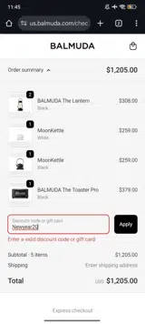 Newyear20 coupon verification screenshot