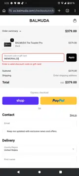 MEMORIAL20 coupon verification screenshot