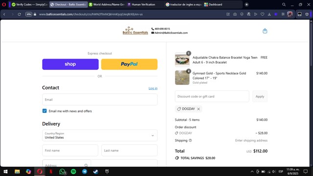 Baltic Essentials checkout page showing Baltic Essentials coupon code box | Screenshot taken by SimplyCodes community member on Sep 6, 2025