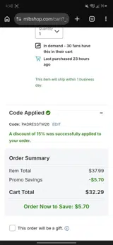 Baltimore Orioles coupon verification screenshot
