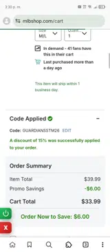 Baltimore Orioles coupon verification screenshot