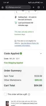 Baltimore Ravens coupon verification screenshot