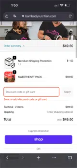 BANANA coupon verification screenshot