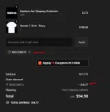 WELCOME15 coupon verification screenshot