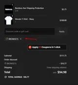 BROWSE15 coupon verification screenshot