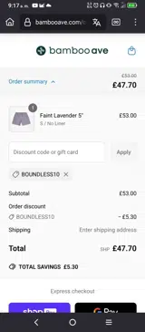 boundless10 coupon verification screenshot