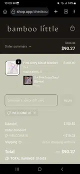 welcome10 coupon verification screenshot