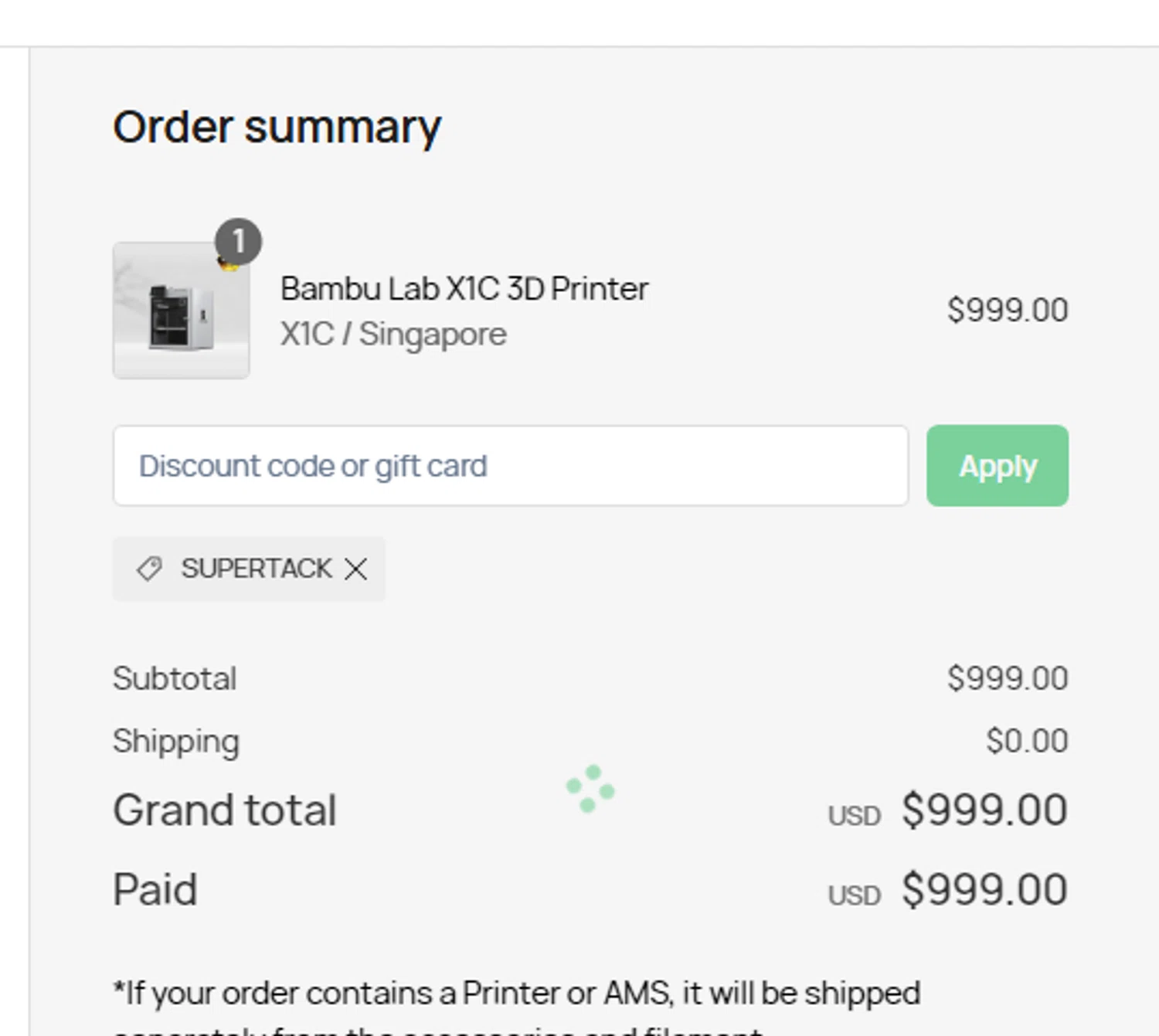 where to use Bambu Lab promo code box