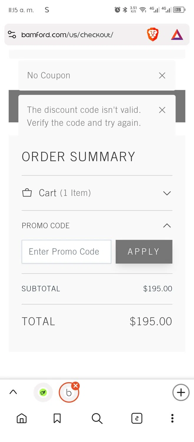 Bamford discount code screenshot showing code AUTUMN30 applied at Bamford checkout page. Uploaded by SimplyCodes community member Rayyyyyy on Nov 20, 2025
