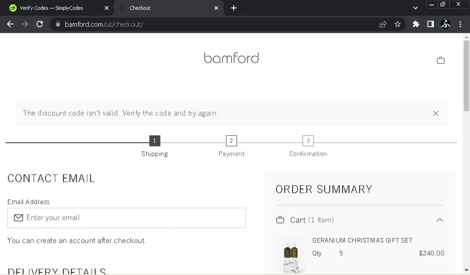 Bamford discount code screenshot showing code AUTUMN30 applied at Bamford checkout page. Uploaded by SimplyCodes community member SwiftOwl697 on Nov 20, 2025