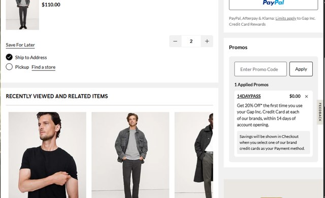 Banana Republic checkout page showing Banana Republic promo code box | Screenshot taken by SimplyCodes community member on Aug 24, 2025