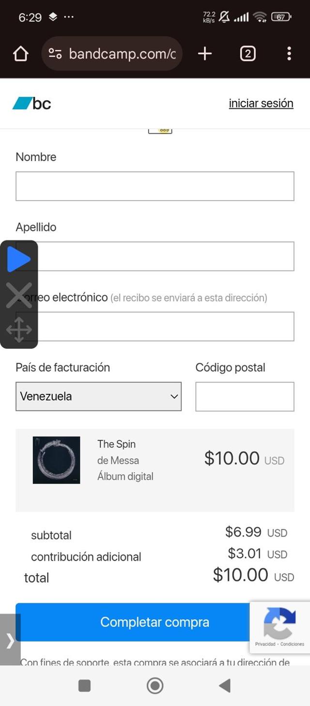 Bandcamp checkout page showing Bandcamp discount code box | Screenshot taken by SimplyCodes community member on Apr 13, 2025