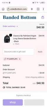 P1249F9JPC coupon verification screenshot