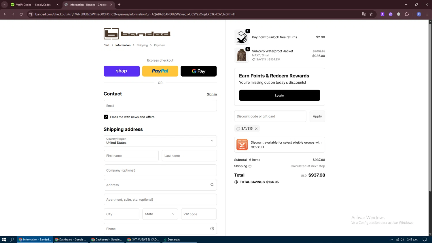 Banded Hunting Gear checkout page showing Banded Hunting Gear promo code box | Screenshot taken by SimplyCodes community member on Nov 15, 2025