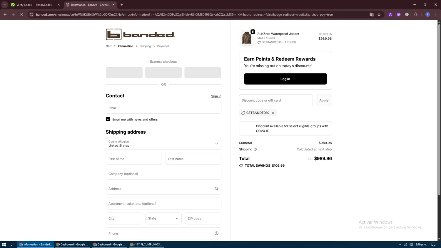 Banded Hunting Gear checkout page showing Banded Hunting Gear promo code box | Screenshot taken by SimplyCodes community member on Nov 15, 2025