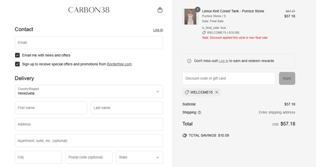 Bandier checkout page showing Bandier promo code box | Screenshot taken by SimplyCodes community member on Apr 27, 2025