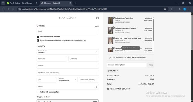 Bandier checkout page showing Bandier promo code box | Screenshot taken by SimplyCodes community member on Apr 9, 2025