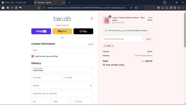 ban.do checkout page showing ban.do coupon code box | Screenshot taken by SimplyCodes community member on Jul 30, 2025