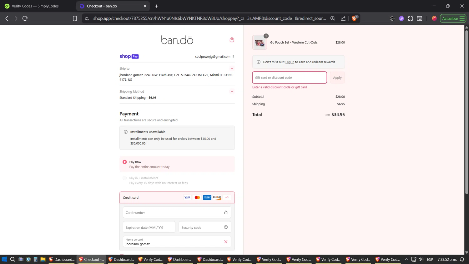 ban.do coupon code screenshot showing code ICECREAM applied at ban.do checkout page. Uploaded by SimplyCodes community member verifier_983798000 on Aug 8, 2025