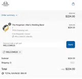 WELCOME20 coupon verification screenshot