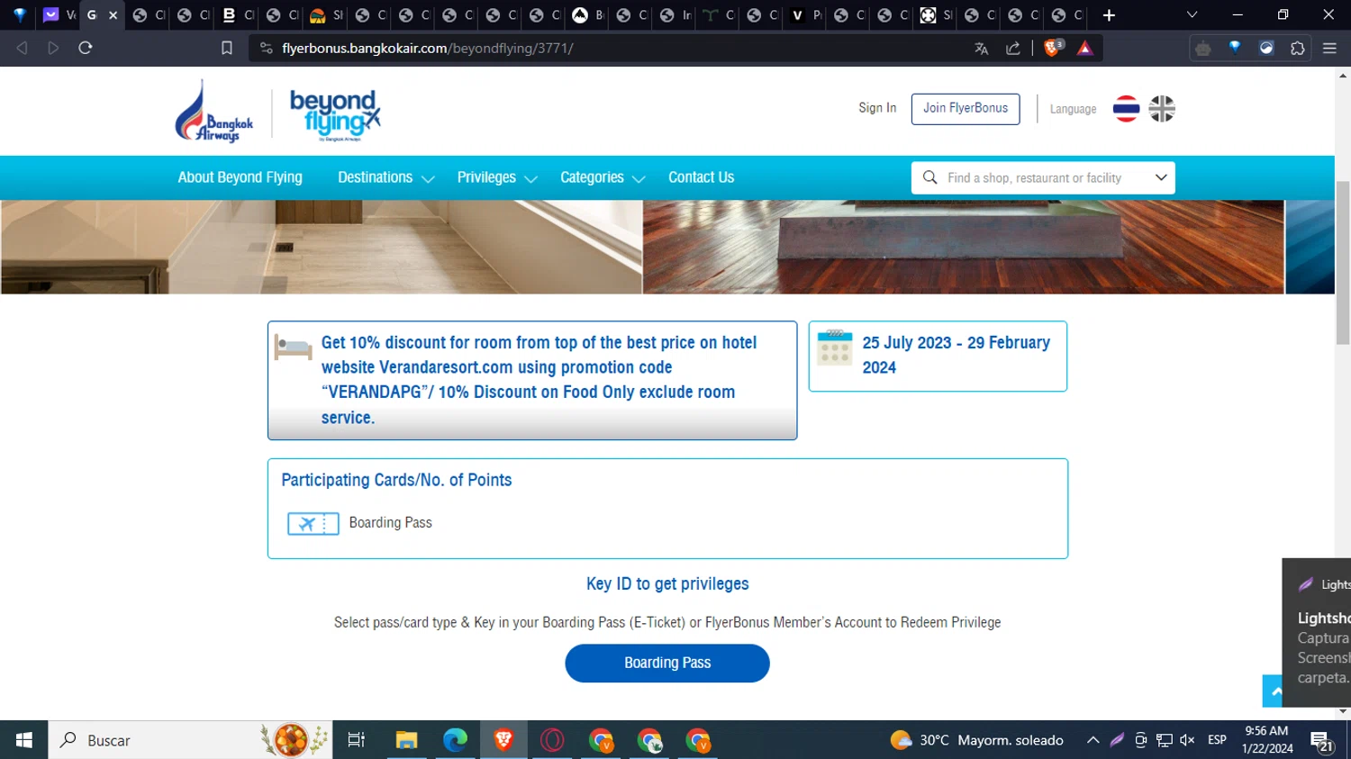 Bangkok Airways checkout page showing Bangkok Airways promo code box | Screenshot taken by SimplyCodes community member on Jan 22, 2024