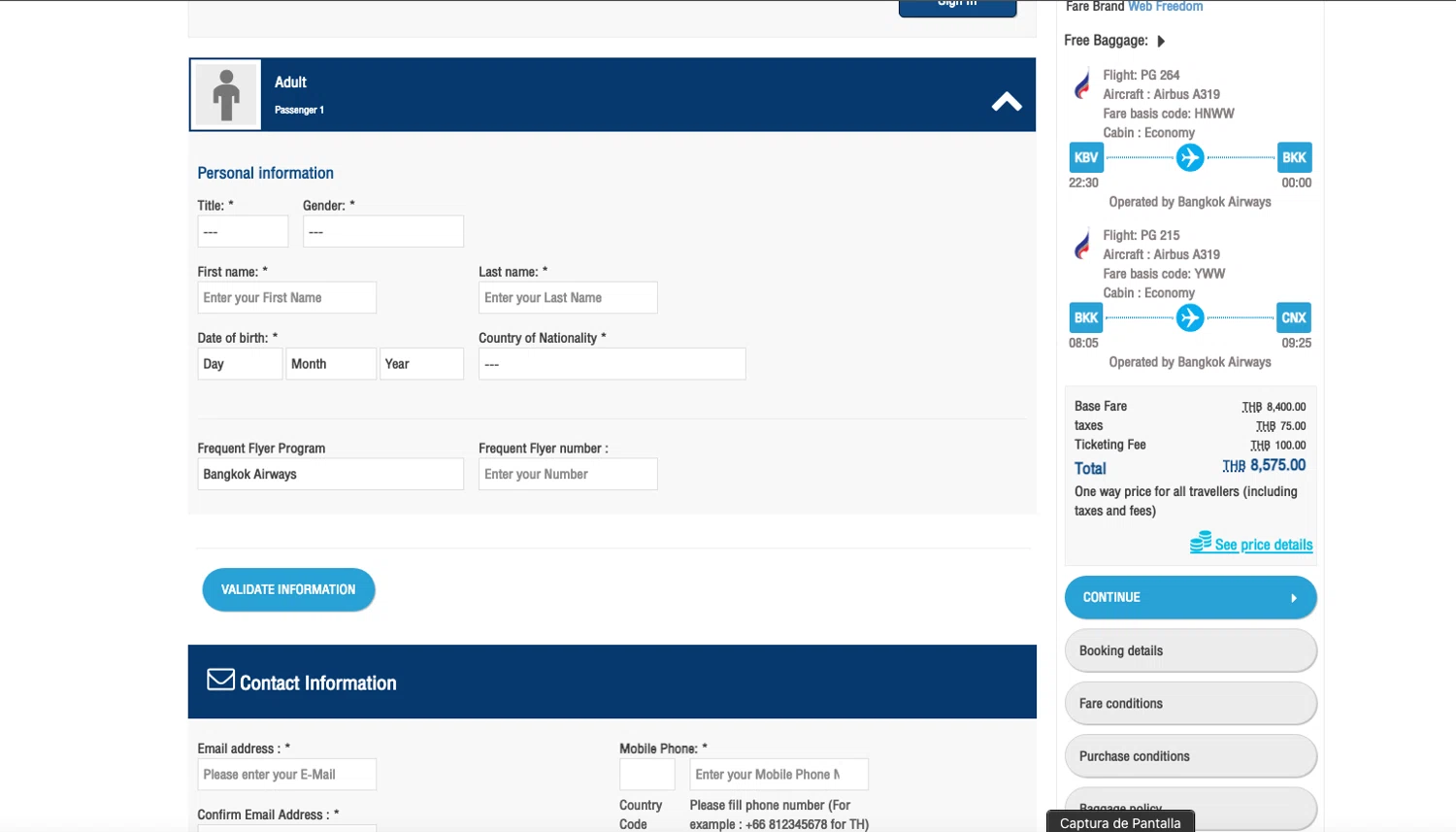 Bangkok Airways promo code screenshot showing code THB500 applied at Bangkok Airways checkout page. Uploaded by SimplyCodes community member ELOIN777 on Nov 30, 2025