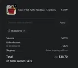 HOLIDAY10 coupon verification screenshot
