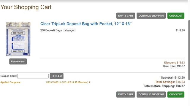 Bank Checks Plus checkout page showing Bank Checks Plus coupon code box | Screenshot taken by SimplyCodes community member on Aug 2, 2025