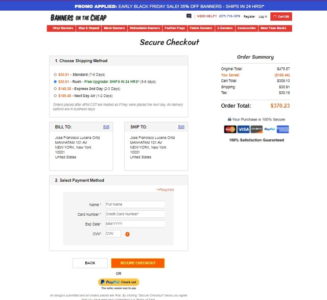 Banners on the cheap checkout page showing Banners on the cheap promo code box | Screenshot taken by SimplyCodes community member on Nov 25, 2020