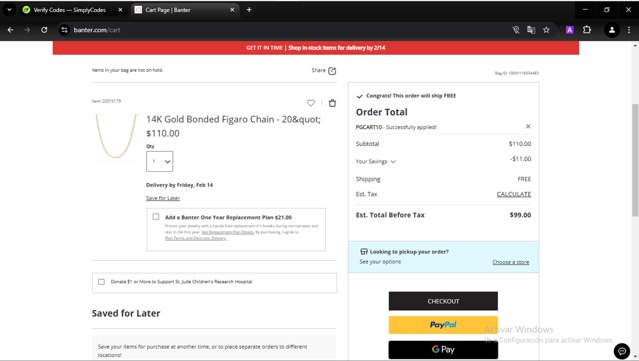 Banter checkout page showing Banter promo code box | Screenshot taken by SimplyCodes community member on Feb 7, 2025
