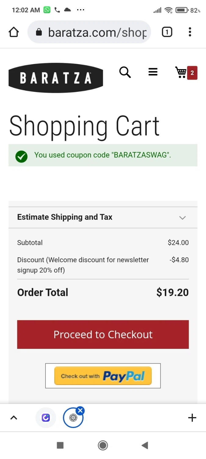 Baratza checkout page showing Baratza promo code box | Screenshot taken by SimplyCodes community member on Apr 13, 2022