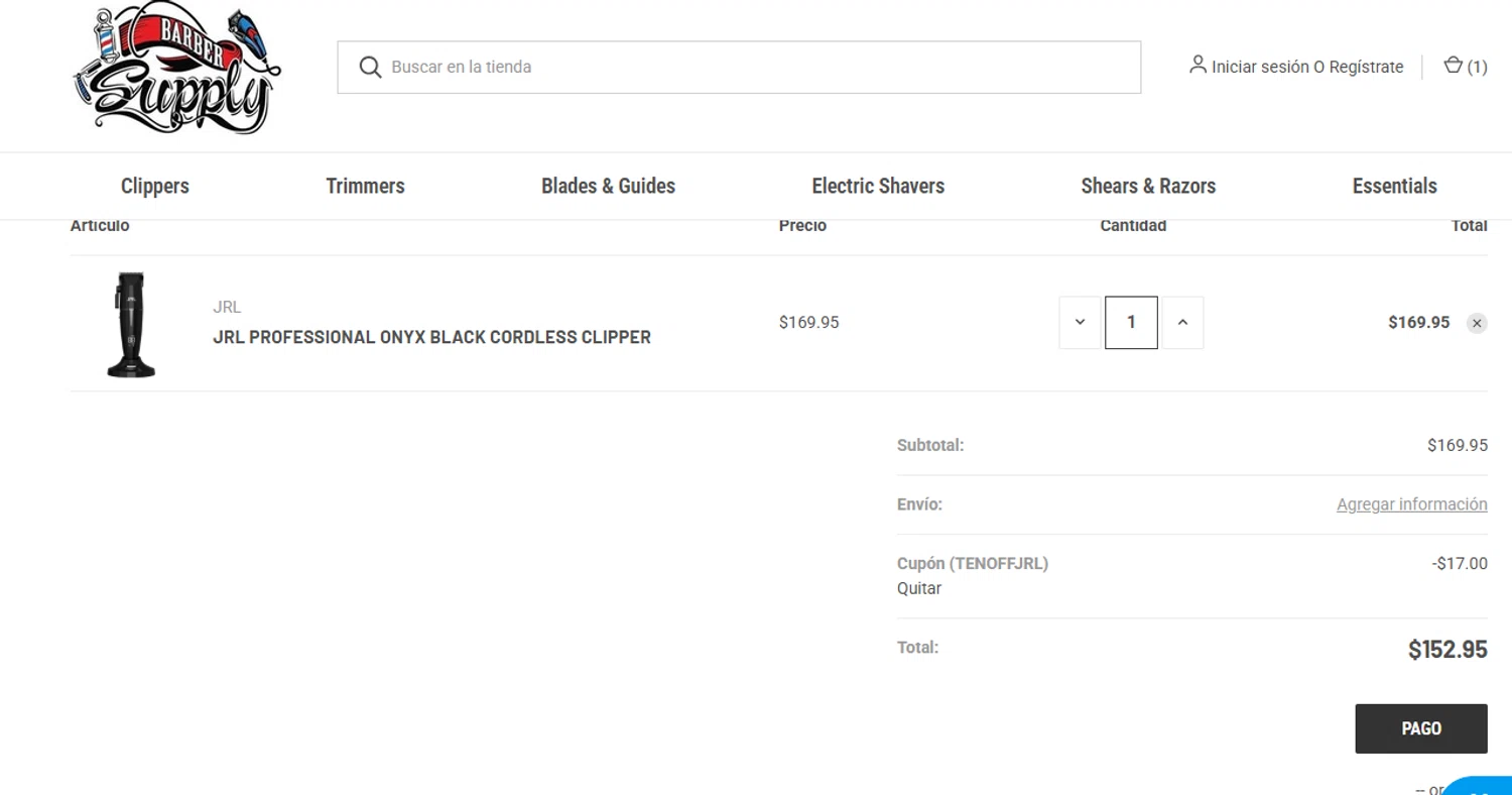 Barber Supply promo code screenshot showing code TENOFFJRL applied at Barber Supply checkout page. Uploaded by SimplyCodes community member YISUZZ on Jun 12, 2025