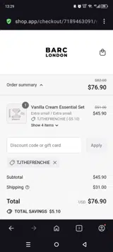 TJTHEFRENCHIE coupon verification screenshot