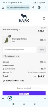 CWDBARC13 coupon verification screenshot