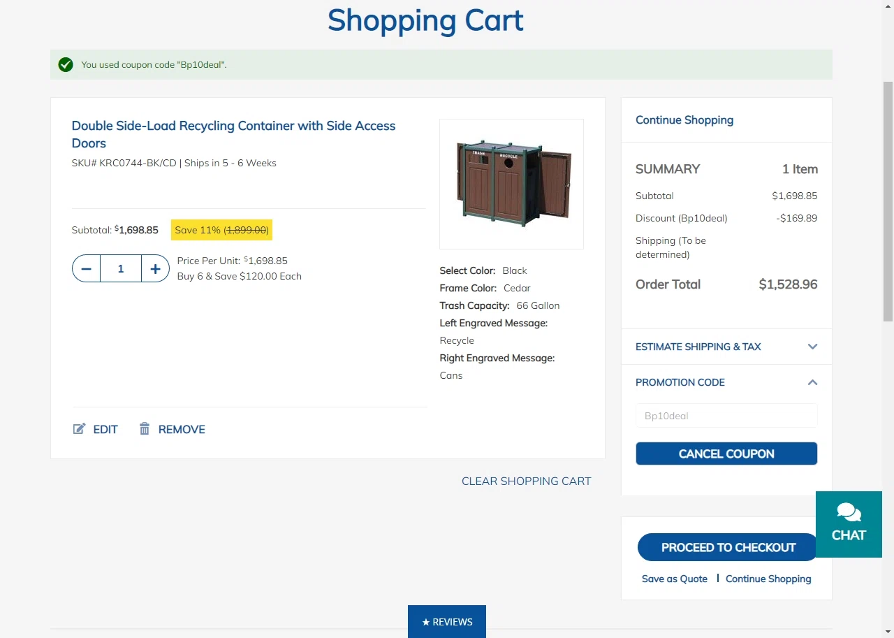 Barco Products checkout page showing Barco Products promo code box | Screenshot taken by SimplyCodes community member on May 2, 2023