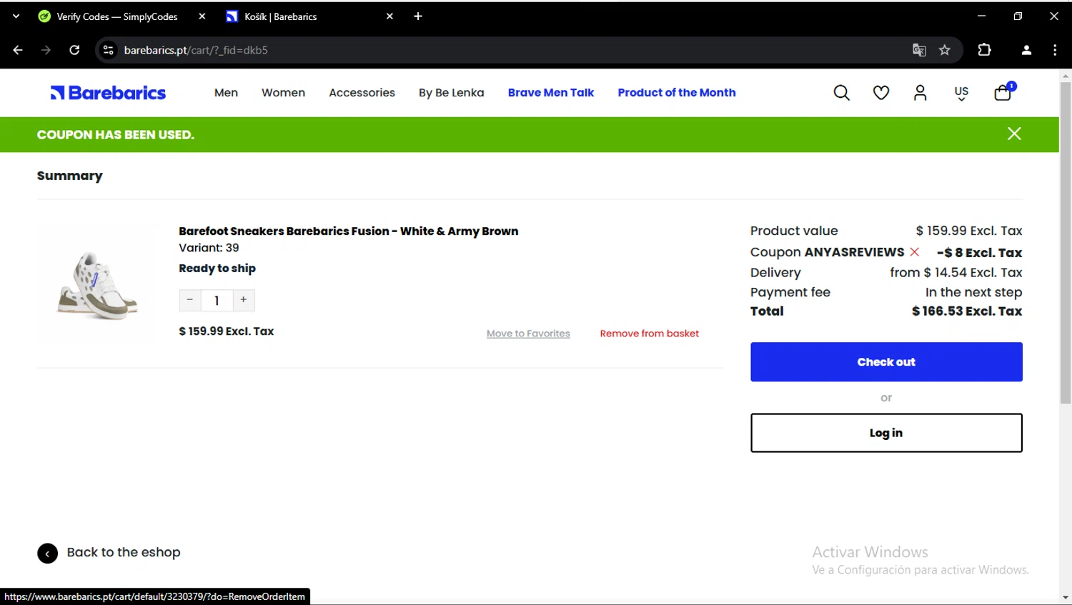 Barebarics checkout page showing Barebarics coupon code box | Screenshot taken by SimplyCodes community member on Feb 2, 2025