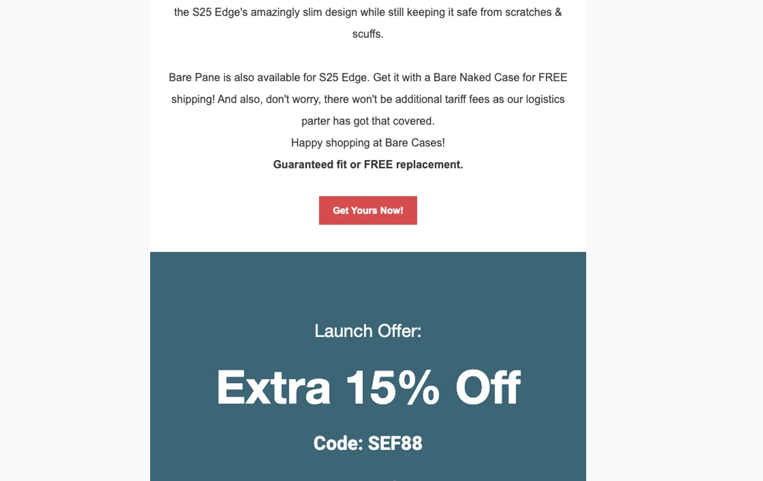 Bare Cases promo code screenshot showing code SEF88 applied at Bare Cases checkout page. Uploaded by SimplyCodes community member ELOIN777 on May 12, 2025