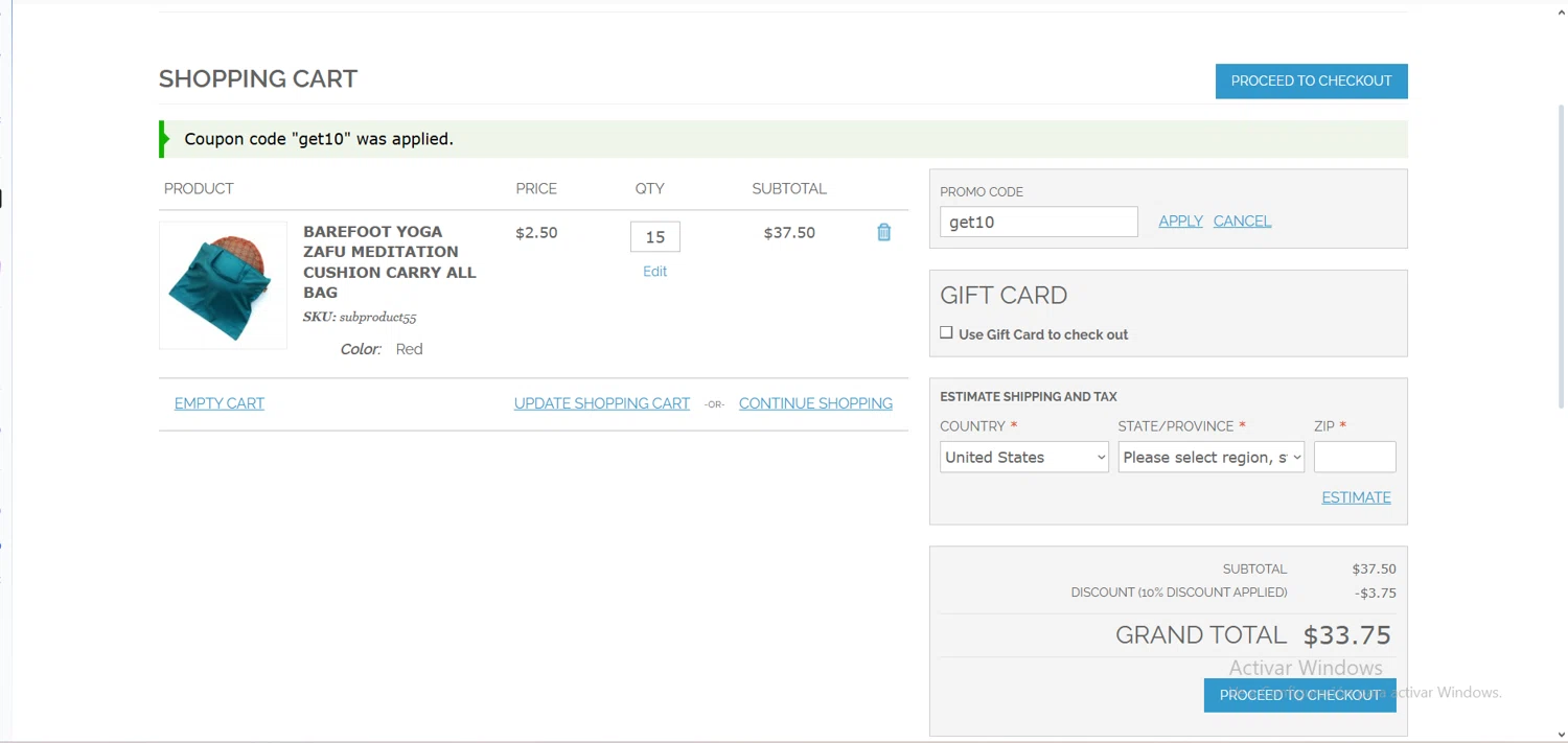 Barefoot Yoga Co promo code screenshot showing code get10 applied at Barefoot Yoga Co checkout page. Uploaded by SimplyCodes community member comepingas on May 20, 2025