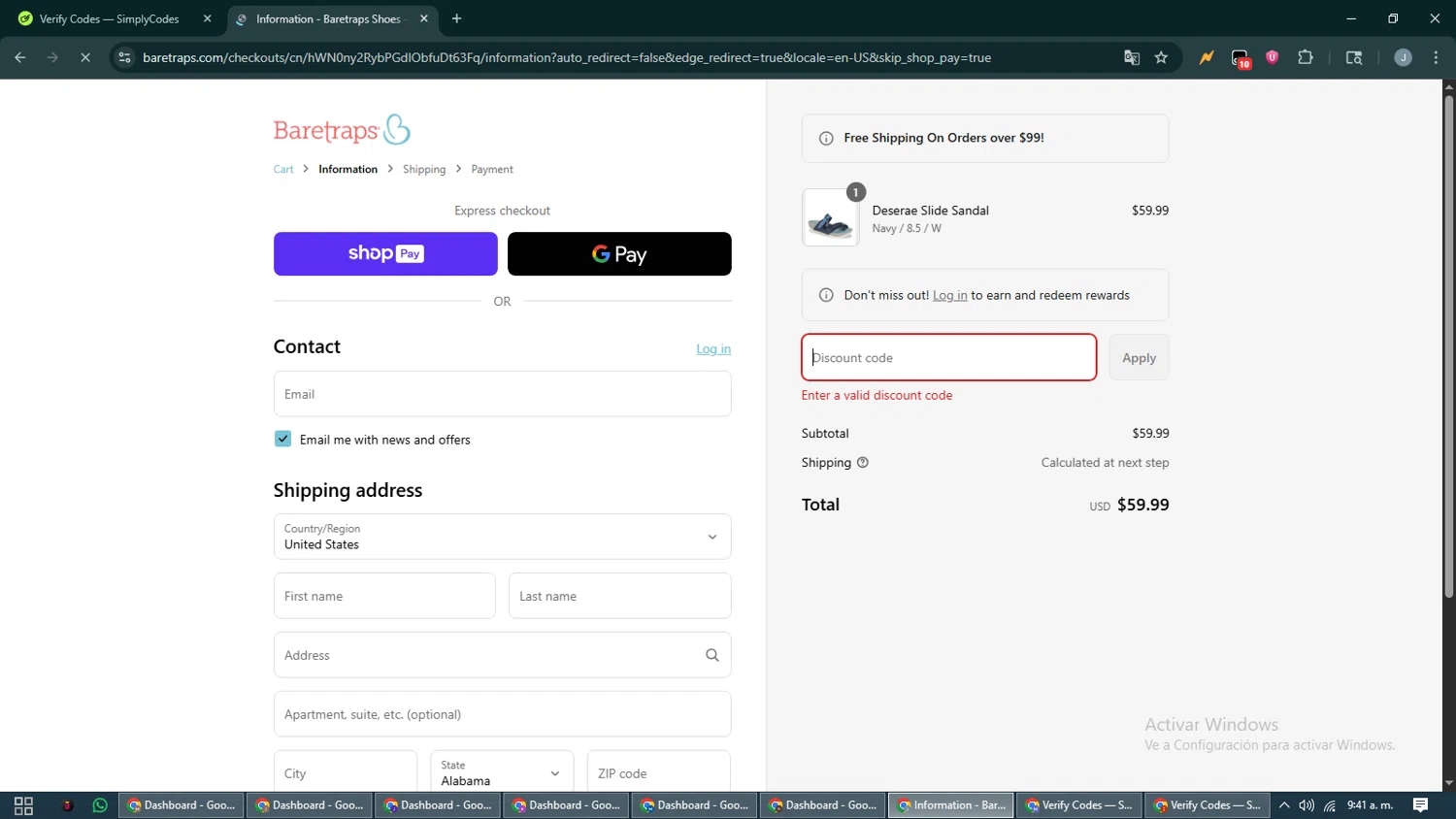 Baretraps promo code screenshot showing code hpybtanni applied at Baretraps checkout page. Uploaded by SimplyCodes community member CashShopper1214 on Jul 19, 2025