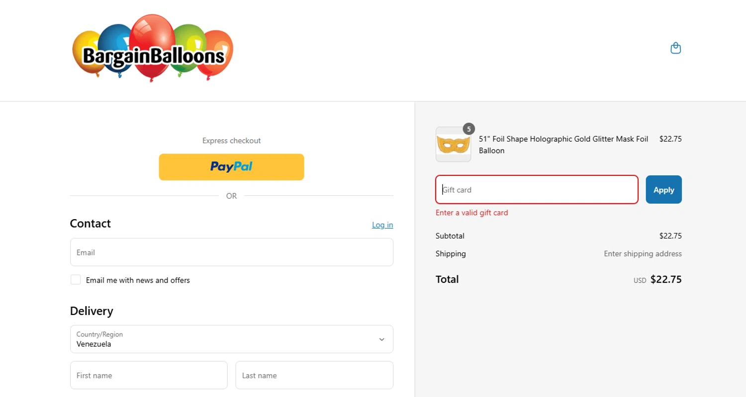 Bargain Balloons USA promo code screenshot showing code WELCOME15 applied at Bargain Balloons USA checkout page. Uploaded by SimplyCodes community member CleverHero2900 on Mar 17, 2025