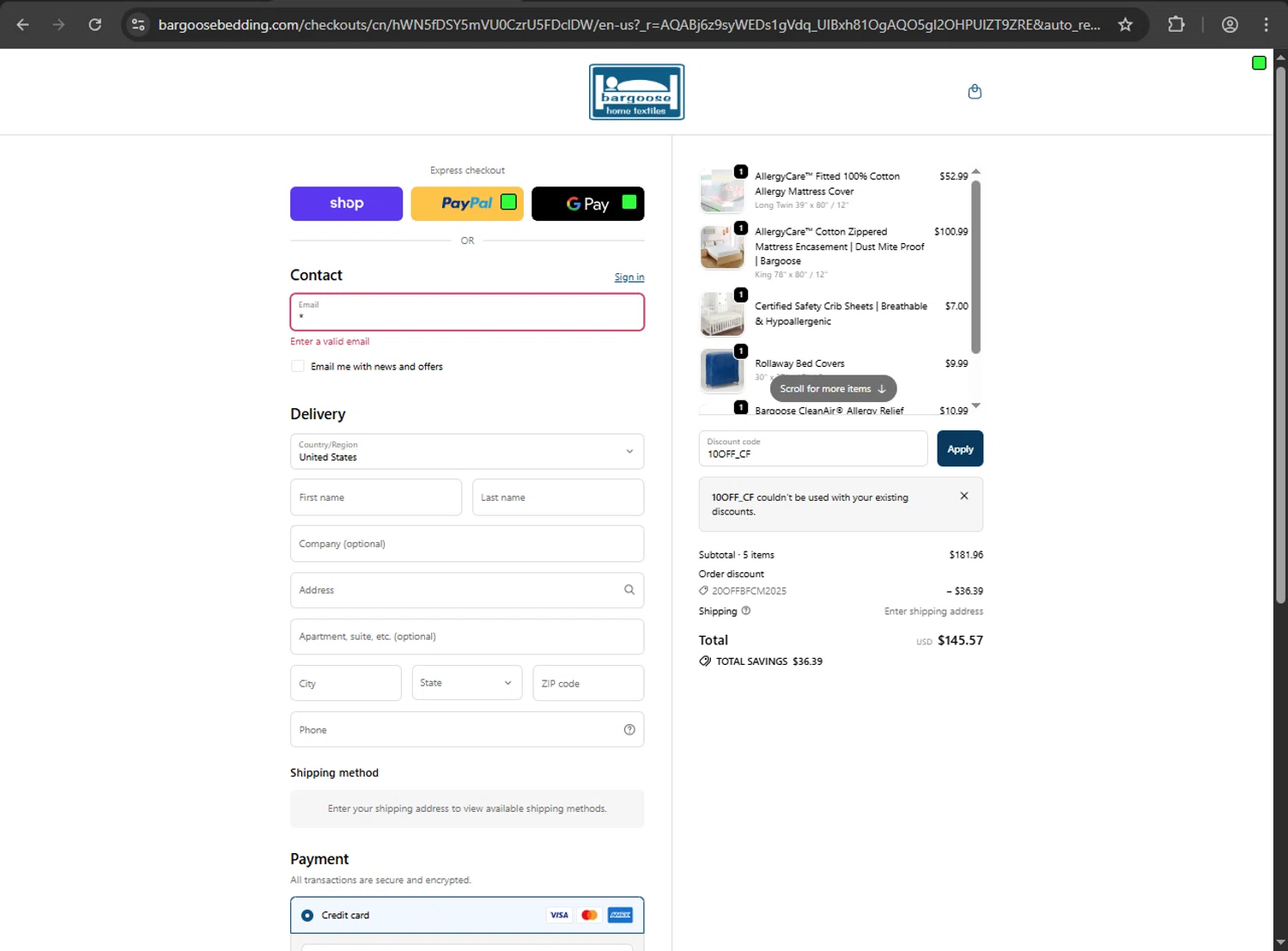Bargoose promo code screenshot showing code 10OFF_CF applied at Bargoose checkout page. Uploaded by SimplyCodes community member MAHORAGA on Nov 24, 2025