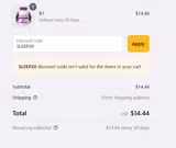 SLEEP20 coupon verification screenshot