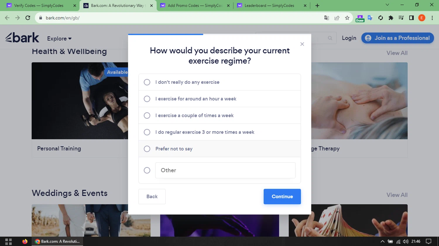 Bark checkout page showing Bark promo code box | Screenshot taken by SimplyCodes community member on Oct 31, 2023