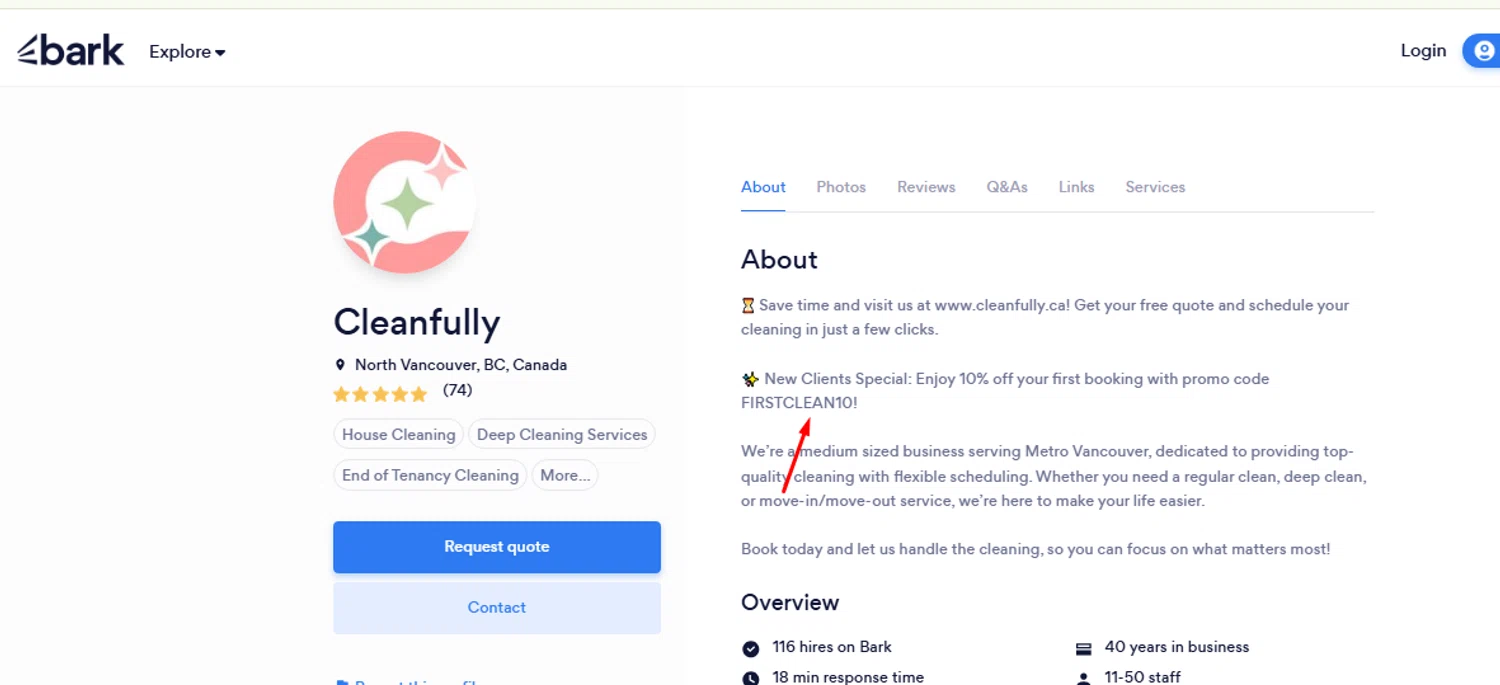 Bark promo code screenshot showing code FIRSTCLEAN10 applied at Bark checkout page. Uploaded by SimplyCodes community member carlosrivero on Nov 11, 2025