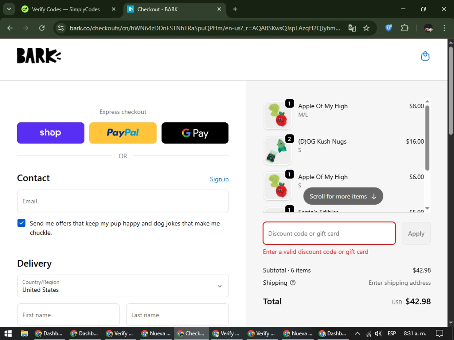 Bark Bright promo code screenshot showing code 30DEMANDIO applied at Bark Bright checkout page. Uploaded by SimplyCodes community member WonderCurator791 on Dec 5, 2025